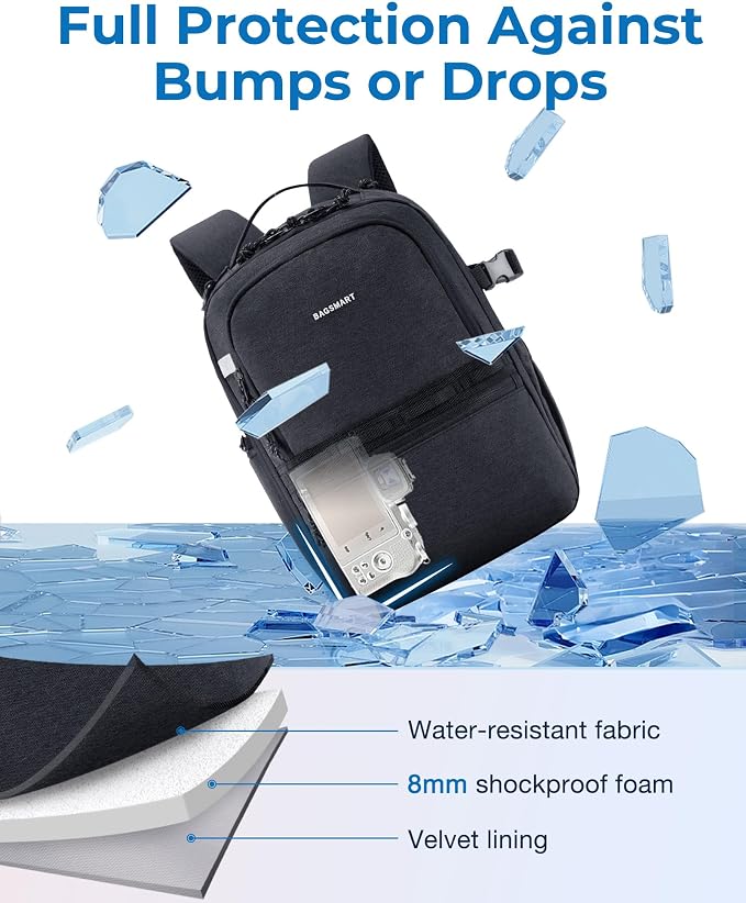 BAGSMART Camera Backpack, DSLR SLR Small Camera Bags
