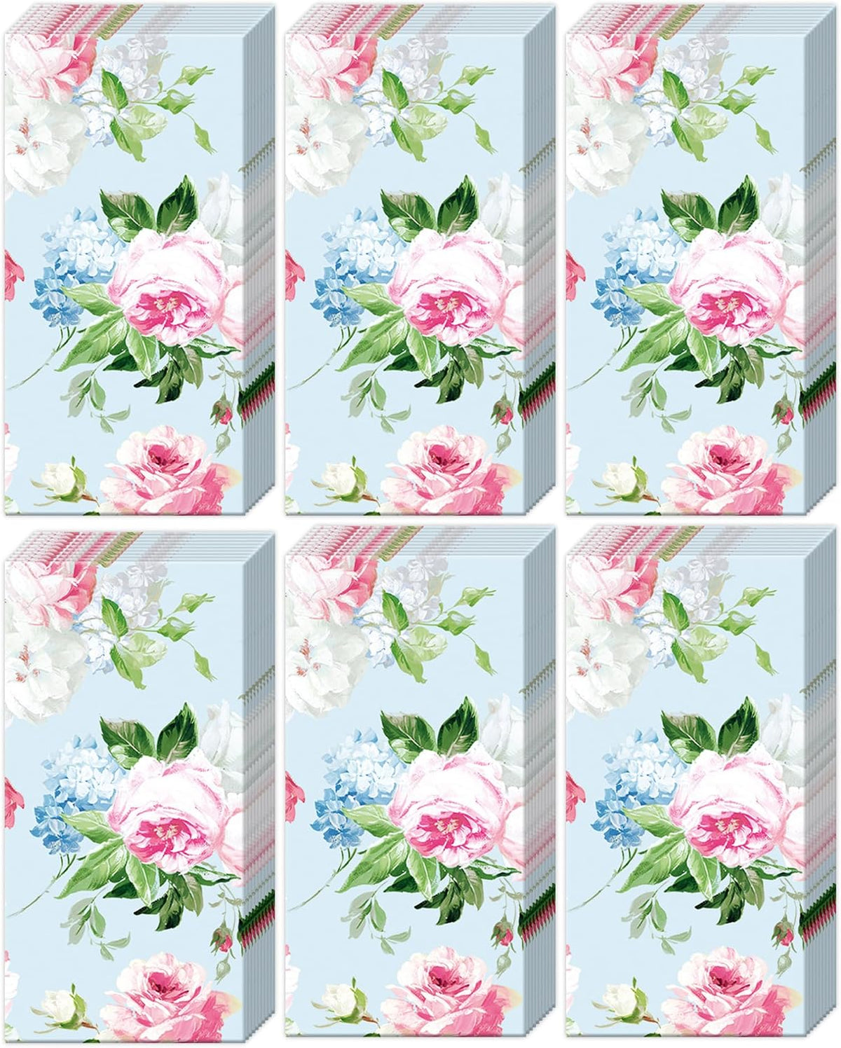 Botanical Garden Pocket Tissues - 6 Pack (60 Total) - Decorative 4-Ply Floral, Facial, Portable Travel Size Packs for Purse and Car, Forget Me Nots by Boston International (Spring Blooms)
