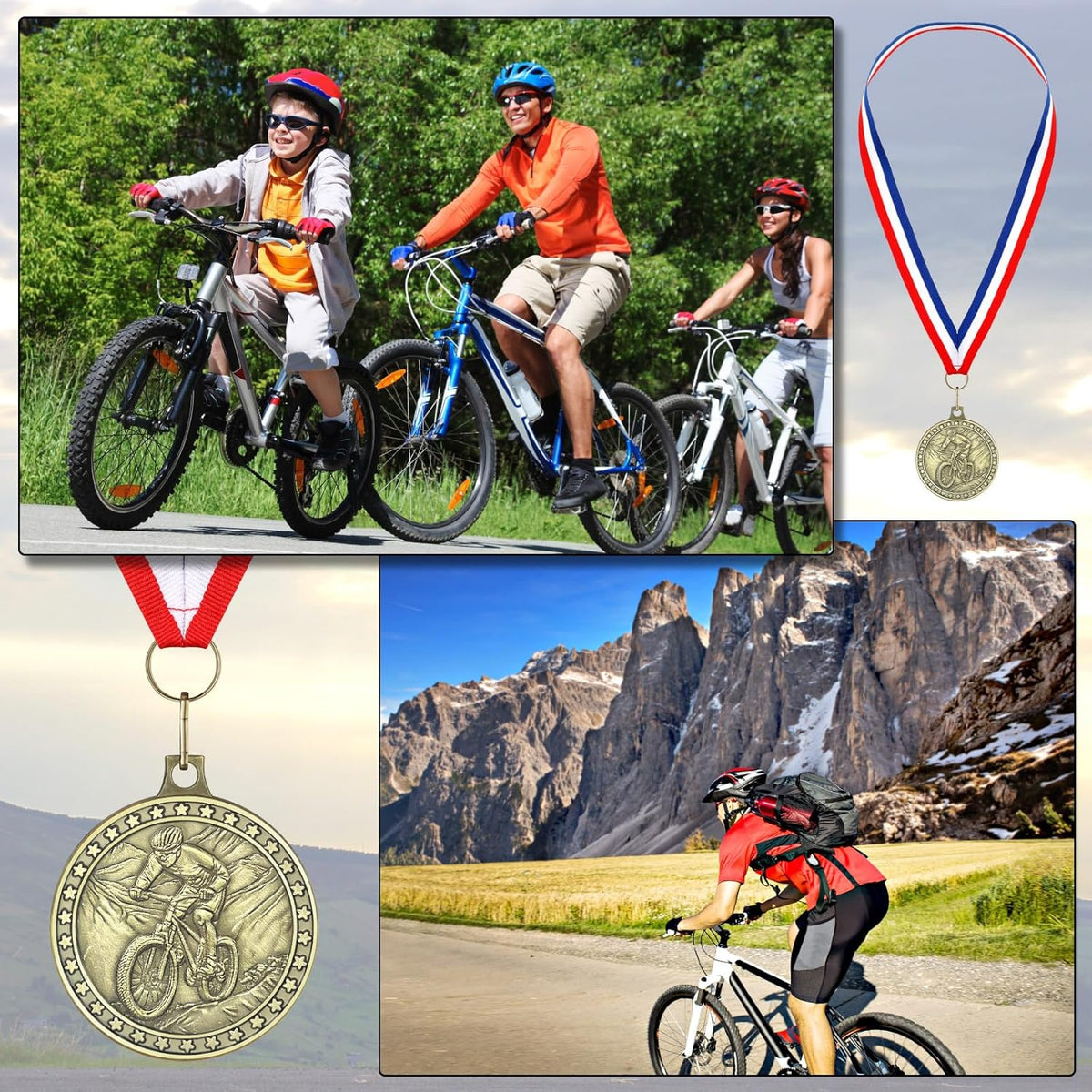 Skiennix Gold Cycling Medals - 12 Pcs Bulk Awards with Neck Ribbons for Sports Tournaments & Competitions