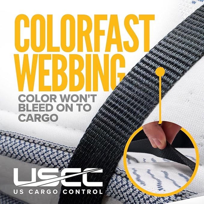 US Cargo Control Stainless Steel Ratchet Straps with Carabiner Hooks 1" X 10' (40-Pack), 500 LBS Break Strength, Marine Tie Down Straps for Boats, ATVs, Trees, Camping, Snow, Saltwater Applications