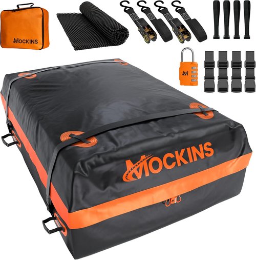 Mockins Rooftop Cargo Carrier Bag - 30 Cu.Ft. All-Weather Soft-Shell Vinyl | 60"x43"x20" for Cars, SUVs & Trucks