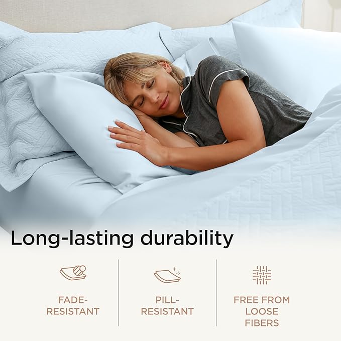 Threadmill Luxury 800 Thread Count California King 100% Cotton Sheets - Light Blue Sateen Weave Bed-Sheets, Better Than Egyptian Cotton,4 Pc Solid Bedding Set, Fits 16" Deep Pocket