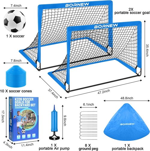 Kids Soccer Goal Set by [Brand Name] - Portable 6x4 & 4x3 Ft Training Nets for Ages 3-16