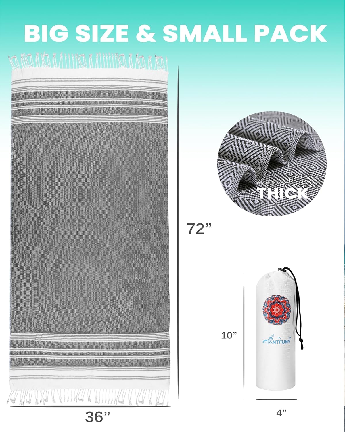 Turkish Beach Towel - Quick Dry & Sand Free | Perfect Gift for Dad, Husband & Grandpa