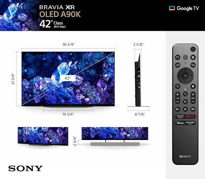 Sony XR42A90K 42 Inch 4K Bravia XR OLED High Definition Resolution Smart TV with 5 Year Amber Protection Plan (2022)