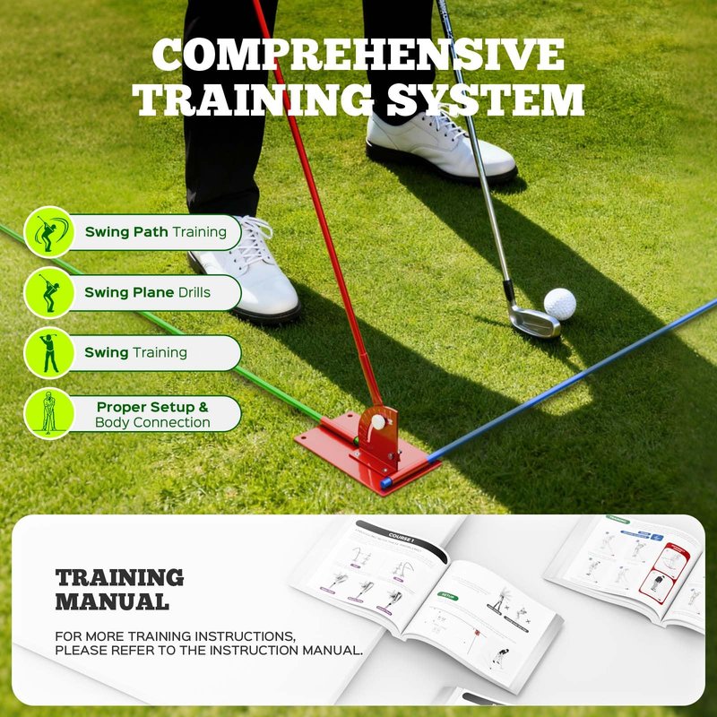 Zcoorey Golf Alignment Stick Holder - Metal Golf Alignment Sticks, Three-Hole Holder, Golf Swing Trainer with Training Manual, Golf Training Aid for Swing Plane & Swing Path