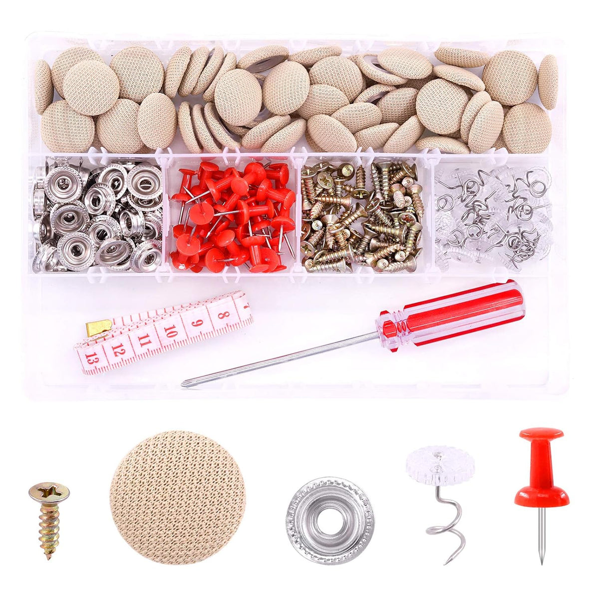 Swpeet 272-Piece Gray Car Roof Headliner Repair Kit with Rivets, Things and Installation Tool, Bed Skirt Pins and Retainer Design for Car Roof Flannel Fixed