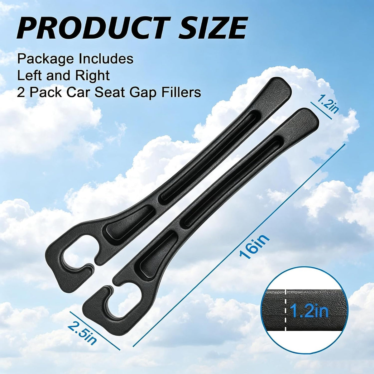 Car Seat Gap Filler Organizer, 2‑Pack Soft Foam Multifunctional