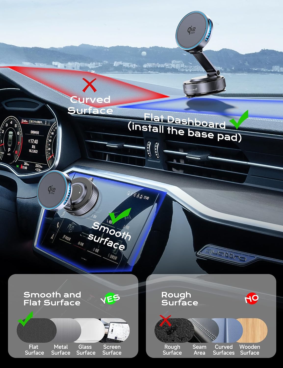 Qi2.2 25W MagSafe Car Mount Charger, Temp-Control Cooling Fan