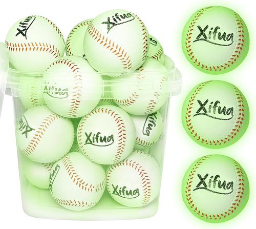 Glow-in-the-Dark Foam Baseballs by [Brand Name] - 17-Pack Light-Up T-Ball Set for Kids 3-10 | Perfect Outdoor Nighttime Toys