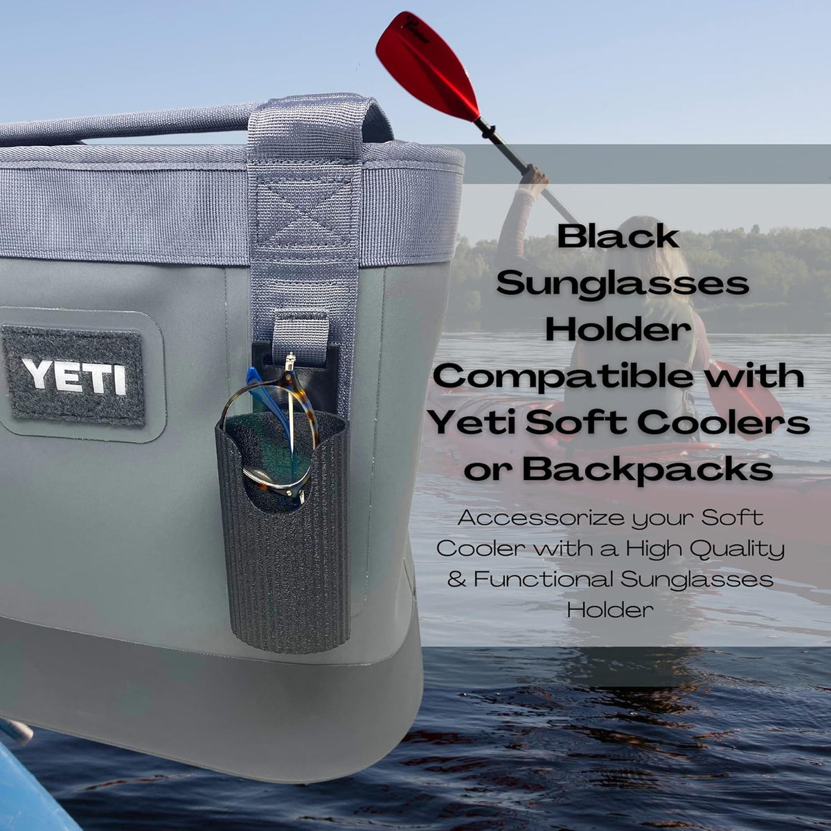 Yeti Sunglasses Holder Attachment - Securely Hold Sunglasses on Soft Coolers & Backpacks - Made in USA!