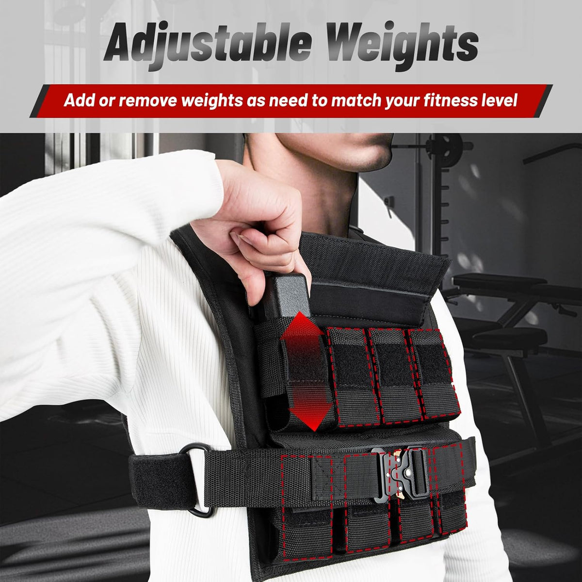 Skiennix Weighted Vest - Adjustable 26lbs to 45lbs | Heavy Duty Workout Vest for Strength Training & Running