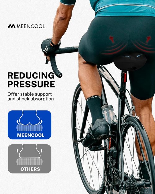 MEENCOOL Bike Seat Cushion - Gel Padded Cover for Ultimate Comfort | Adjustable Velcro Fit (11"x7")