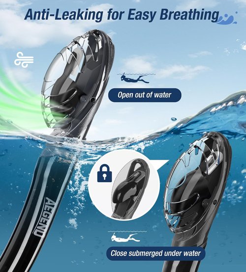 Aegend Diving Dry Snorkel - Top Dry Valve Snorkeling Gear for Adults & Youth | Ideal for Swimming & Freediving