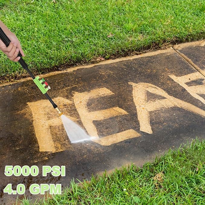 Electric Pressure Washer 5000PSI Max 4.0GPM with 33FT Flexible Extension Hose, 4 Nozzles, Foam Cannon, Power Washer Powered for Cars, Patios, Driveways, Deep Green
