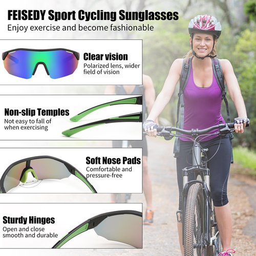 FEISEDY Polarized Sunglasses Baseball Lightweight Frame Men Women Sports Cycling Sun Glasses for MTB UV400 Protection B0056