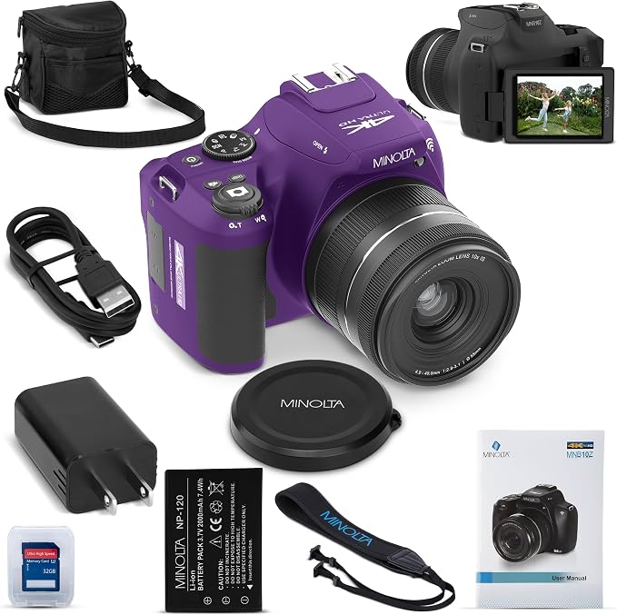 Minolta 64MP Digital Camera – 10x Optical Zoom, 4K Ultra HD Video, Macro