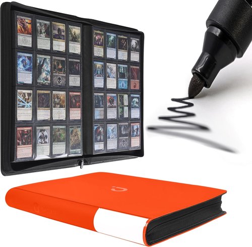 D DACCKIT Card Binder - 16 Pocket Ringless Album for 1024 Trading & Sports Cards | Classic Orange