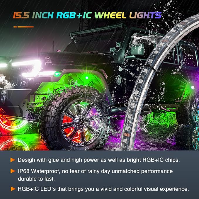 Nilight 4PCS 15.5inch Double Row Wheel Ring Lights Dream Color