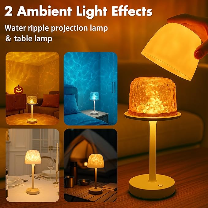 Waterproof Shower Lamp for Inside Shower, Rechargeable Bathroom Lamp with Remote & Touch Control, Cordless Shower Light with 16 Color Changeable, LED Ocean Wave Projector Light for Bathroom/Bathtub