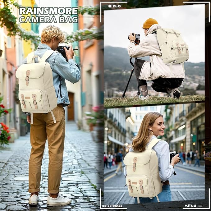 RAINSMORE Camera Bag Backpack for DSLR/SLR Mirrorless 15.6 Inch Laptop Camera