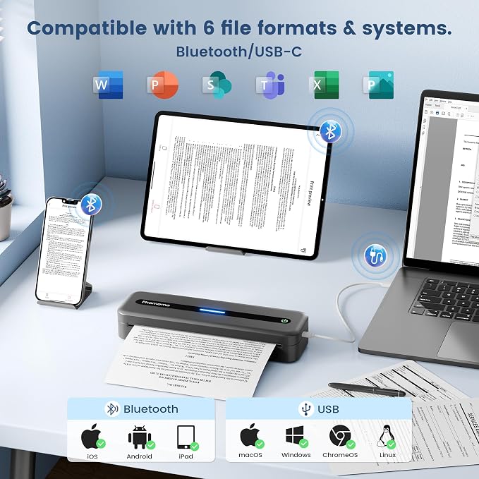 Phomemo Portable Thermal Printer, M832 Inkless Portable Printers Wireless