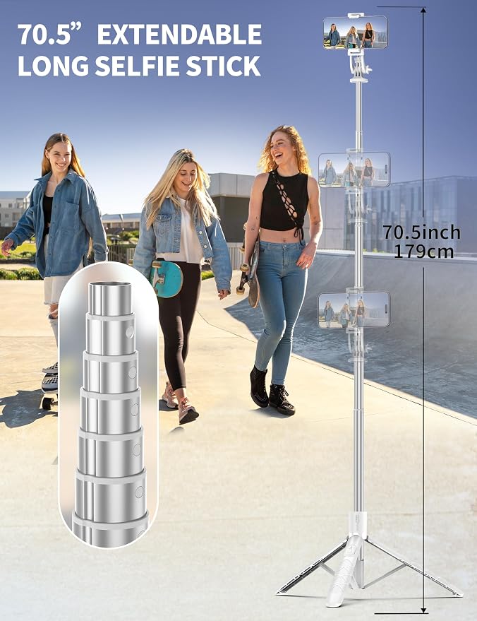 71" Selfie Stick, Smartphone Tripod Stand All-in-1