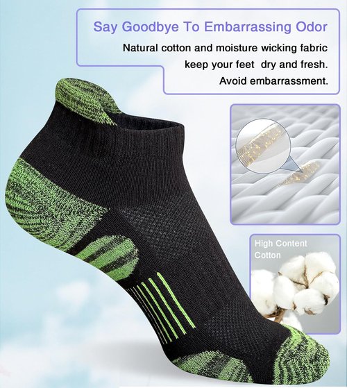 Heyoboy Women's Athletic Running Socks - Thick Cushioned, Anti-Blister, Wicking | 5 Pairs
