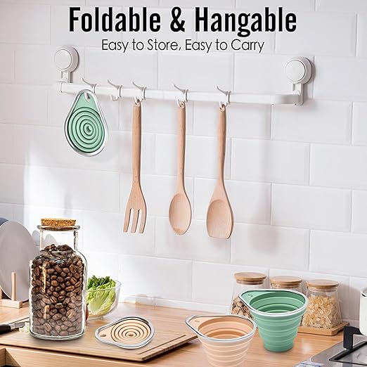 New Upgraded 2-Pack Silicone Collapsible Funnel Set with Stainless Steel Rim, Includes Large & Small Funnels for Filling Bottles,Canning,Dry & Liquid Ingredients (Pink)