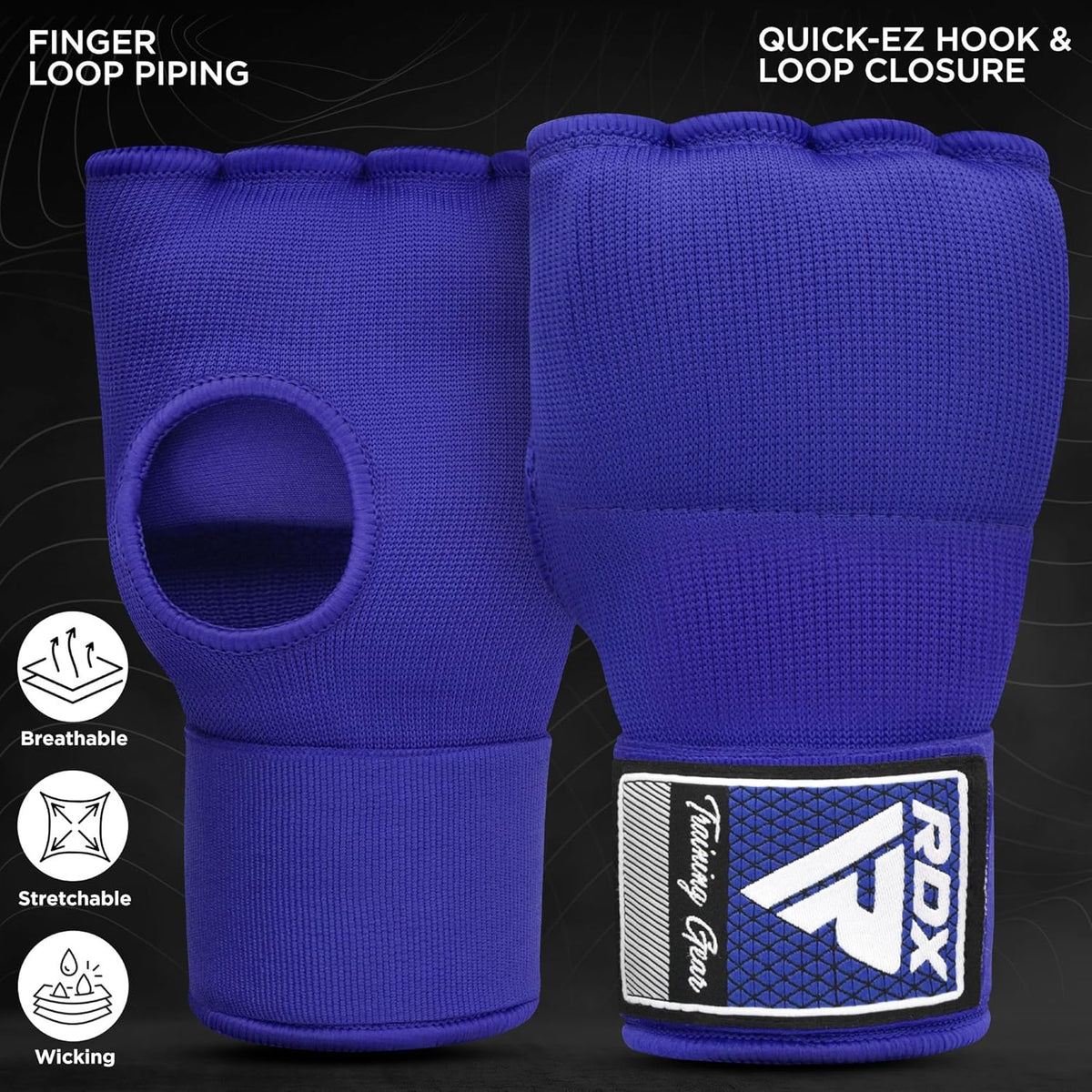 RDX Gel Boxing Hand Wraps - Elasticated Padded Inner Gloves with 100cm Wrist Straps for MMA & Muay Thai