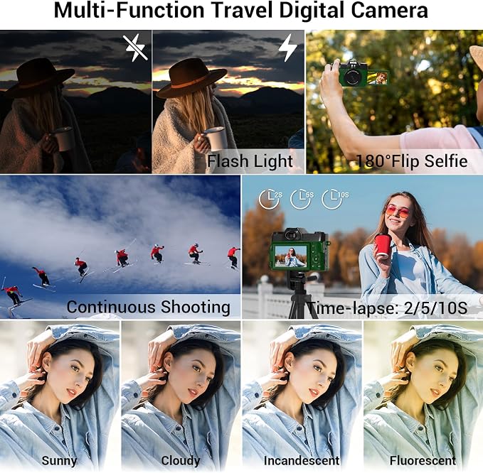 75MP Digital Camera, 4K WiFi Vlogging Camera