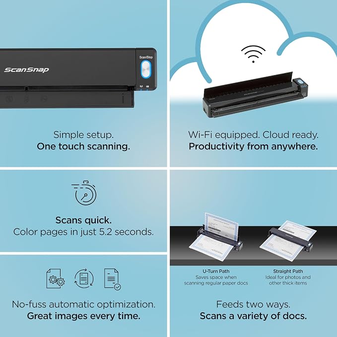 ScanSnap iX100 Wireless Mobile Portable Scanner