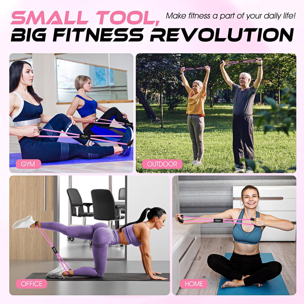 Skiennix Resistance Bands - Figure 8 Exercise Bands with Handles for Arms, Back & Legs | Home Workout Equipment