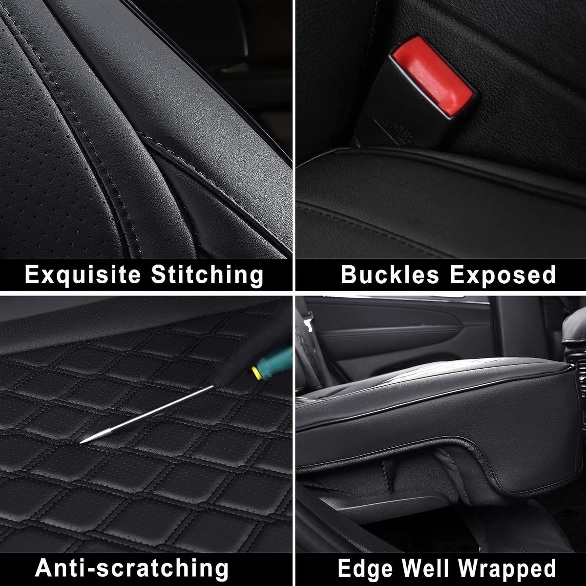 Huidasource Upgrade Jeep Grand Cherokee Seat Covers, Full Coverage Waterproof Leather Car Seat Covers, Custom Seat Cushion Protector Fit for Jeep Grand Cherokee 2011-2021 (Full Set/Black)