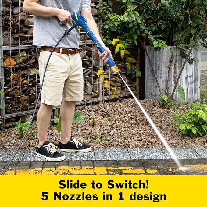 5-in-1 Pressure Washer Gun with Foam Cannon, Built-in 5 Spray Nozzles, M22-14 & M22-15 Adapters, 3/8" Quick-Connect Adapter – Power Washer Gun for Car & Home Cleaning