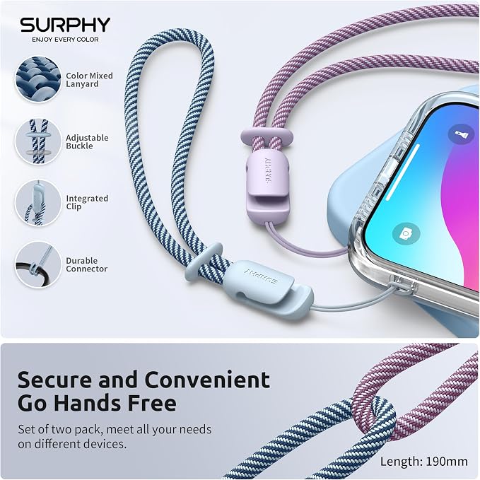 SURPHY 2 Pack Phone Lanyard for Cellphone Case, Phone Wrist Strap for Case