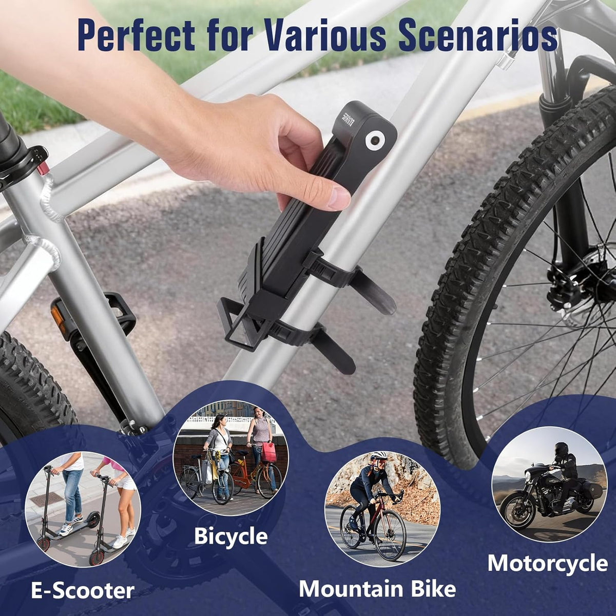 Skiennix Folding Bike Lock - Heavy-Duty Anti-Theft Alloy Steel with Mounting Bracket & 2 Keys (30 in)
