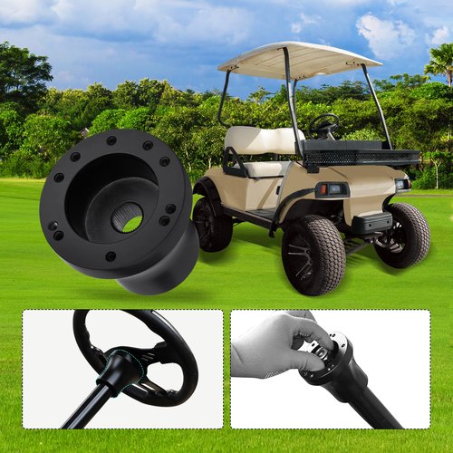 AIPSET Golf Cart Steering Wheel Adapter Compatible with Club Car DS Steering Wheel, Universal Fit for 5-6 Holes Steering Wheel-Black