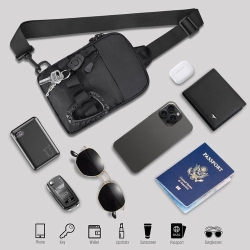 DEYACE Mens Sling Bag, YKK Zippers Small Crossbody Bag for Hiking Travel Work, Water Resistant Utility EDC Mini Chest Bag