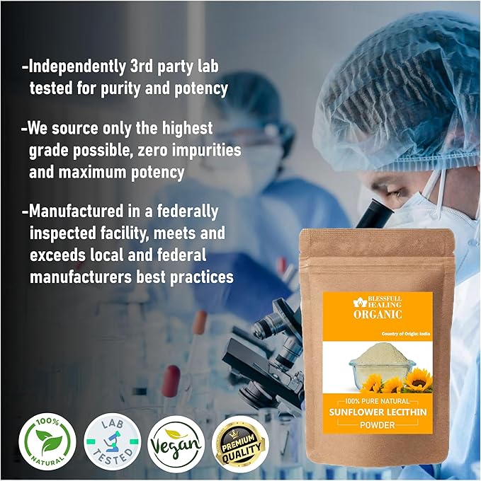 Organic Sunflower Lecithin Powder 100% Pure Natural 200 Gram / 7.05 oz