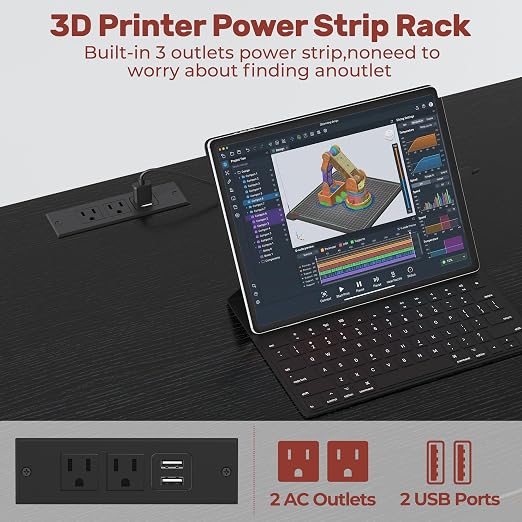 3D Printer Stand with Filament Storage – Tall 66" Heavy Duty Metal 3D Printer