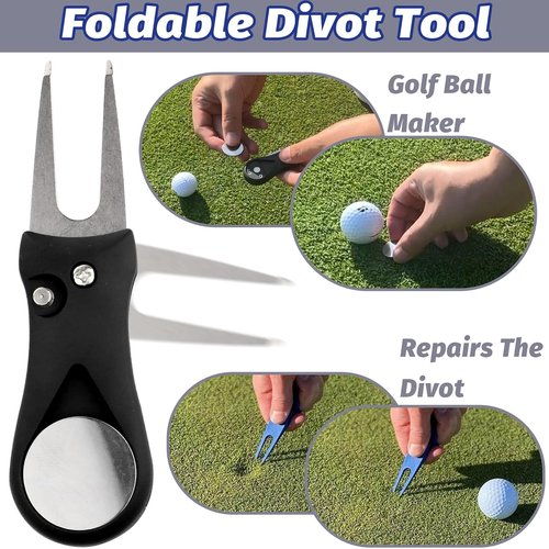 karamagic 7Pcs Golf Accessories Kit, Include Golf Club Cleaner Towel Ball Bag Divot Tool Score Counter Range Chart Card Tee Elevator