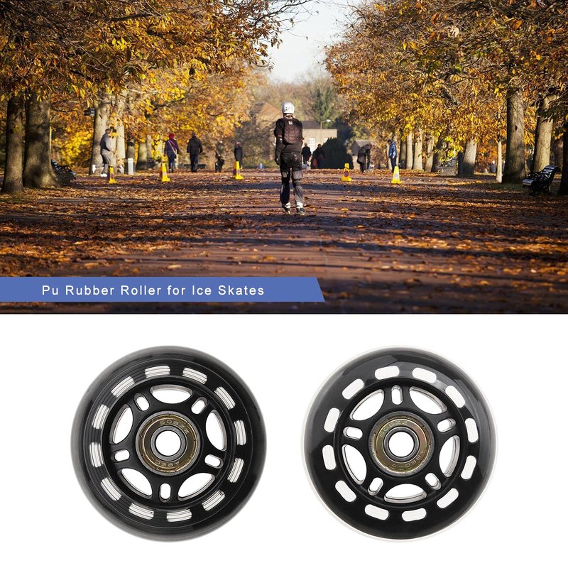 SING F LTD 8pcs 70mm 82A Skating Wheels with ABEC-7 608ZZ Bearing for Boys & Girls Indoor Outdoor Recreational Riding with 6mm White Plastic Spacers Replacement Black PU