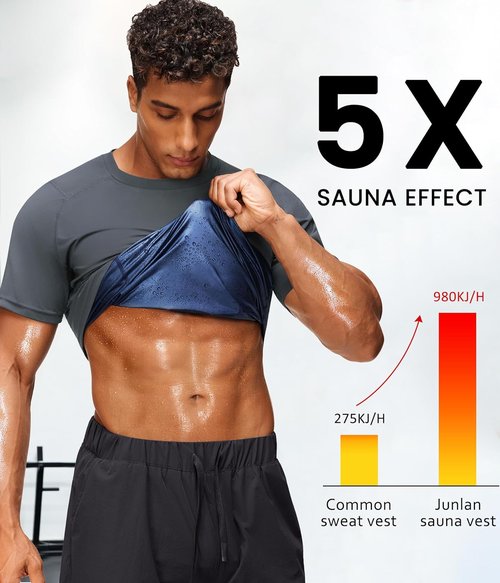 Junlan Sauna Shirt for Men - Slimming Waist Trainer Vest for Gym & Running