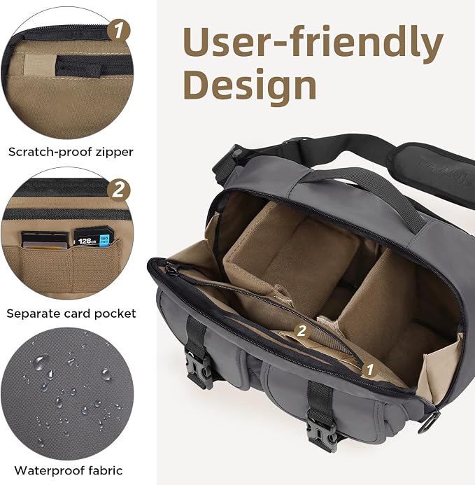 TAAOKA Camera Sling Bag, DSLR Camera Bag