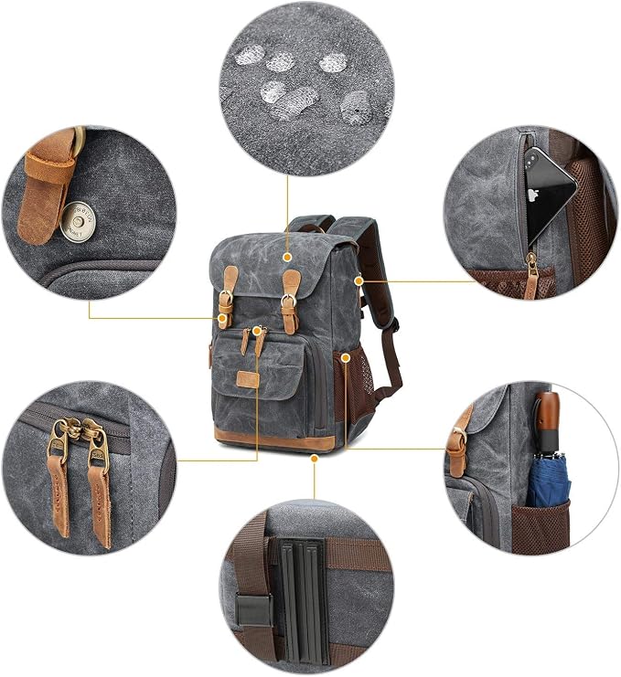 UBAYMAX Camera Backpack, DSLR SLR Waterproof Canvas Camera Bags Rucksack 15.6