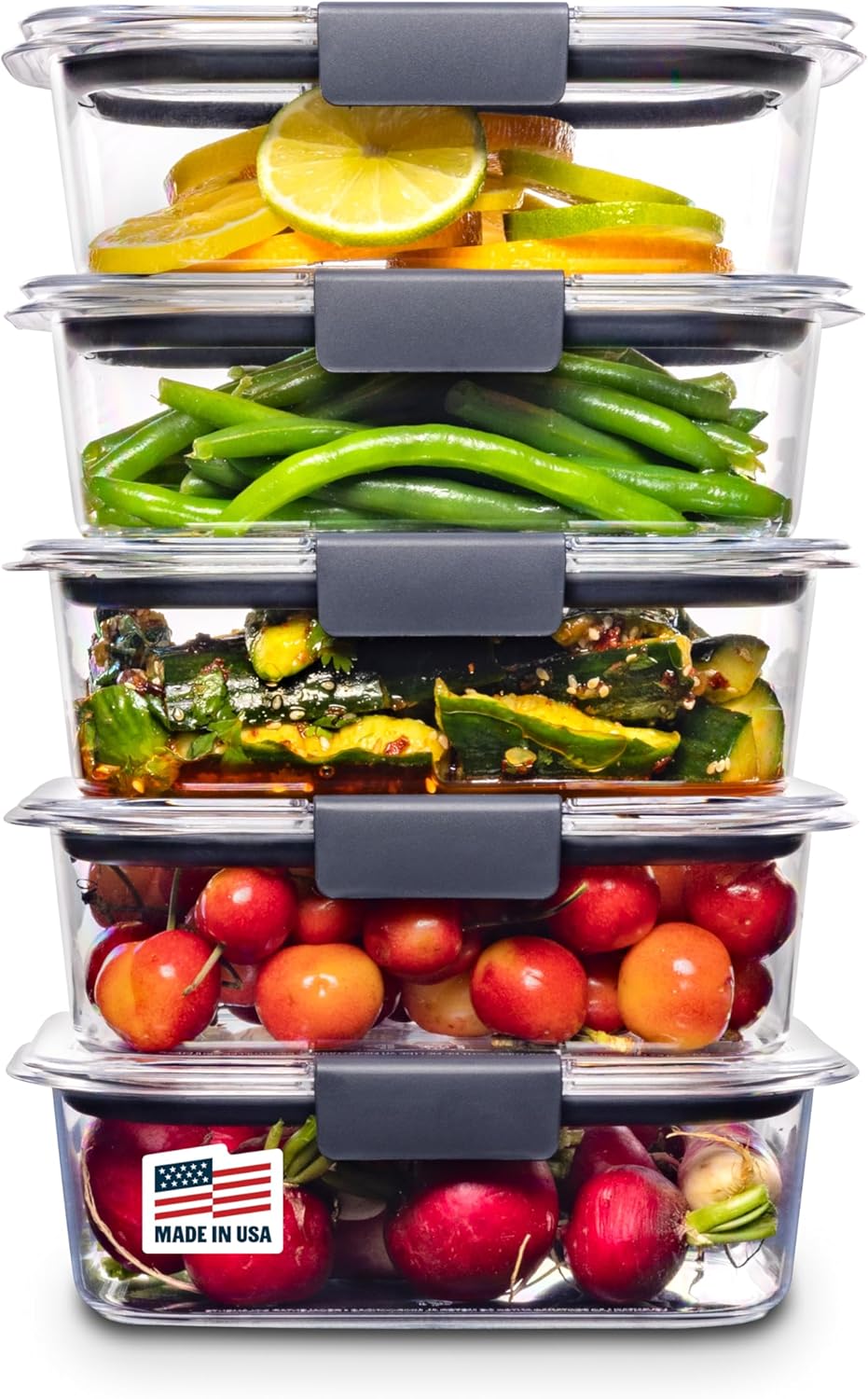 Rubbermaid Brilliance Food Storage Containers - BPA-Free Tritan Plastic, Airtight Lids | Set of 5 (3.2 Cup)