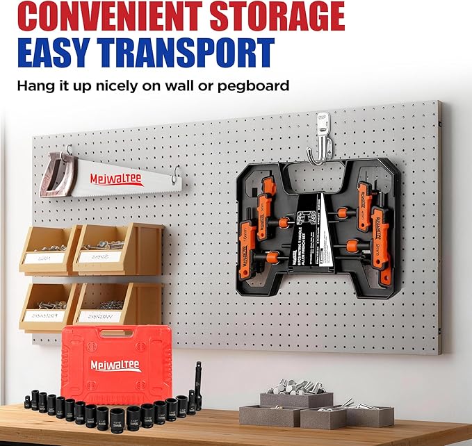 Meiwaltee 8 PCS Metric Extra Long Arm T Handle Allen Wrench Set, 2-10 mm, Ball Head, Standard Long Tee Handle Allen Hex Key Set, Heavy Duty Excellent Heat-treated CR-V Steel.