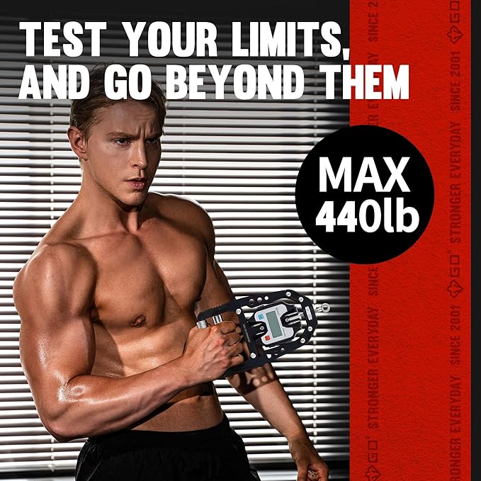 (NEW) GD DYNO-200 Digital Hand Dynamometer Grip Strength Measurement Electronic Hand Grip Strength Tester Grip Strengthener Hand Exerciser 440 Lbs (200 Kgs)