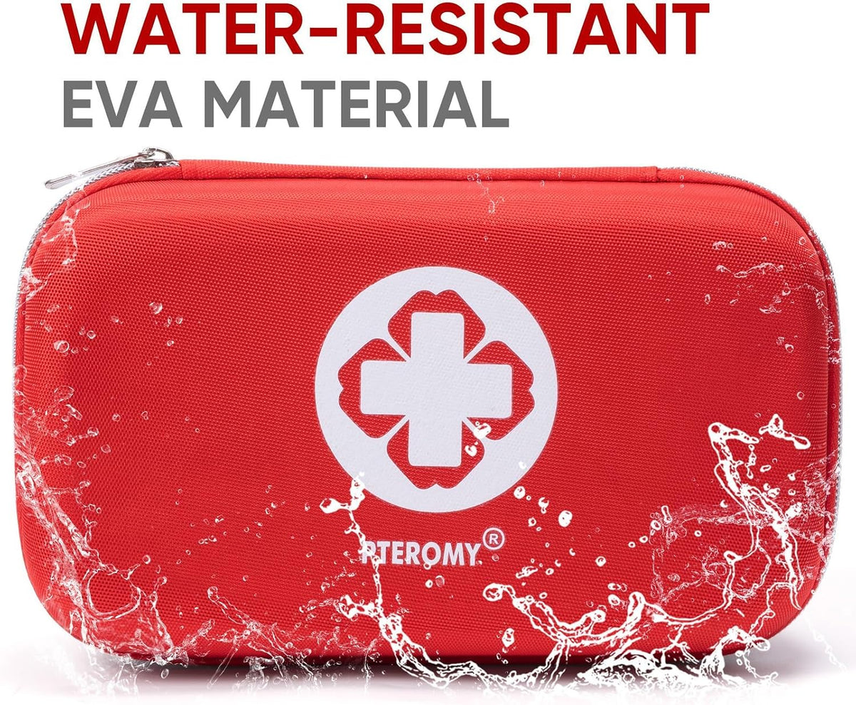 PTEROMY 300 Piece First Aid Kit, Portable Small Emergency Kits Compact 1st Aid Kit with Hard Storage Case for Car, Travel, Home, Camping, Outdoor, Hiking